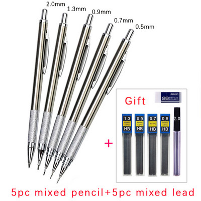 0,5 0,7 0,9 1,3 2,0 mm komplet mehaničkih olovaka od punog metala, umjetničko crtanje, slikanje, automatska olovka s rubovima Uredski školski pribor