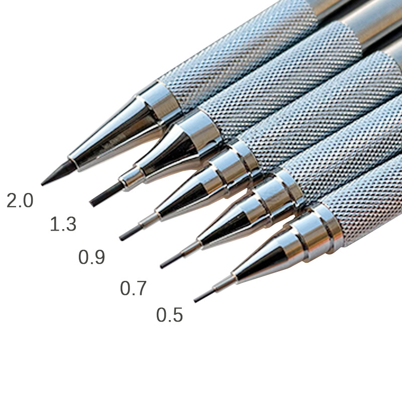 0,5 0,7 0,9 1,3 2,0 mm komplet mehaničkih olovaka od punog metala, umjetničko crtanje, slikanje, automatska olovka s rubovima Uredski školski pribor