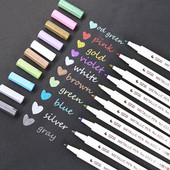 10 цвята STA Fineliner Metallic Marker Pen Liner Флумастери Списък с четки Дневник за рисуване Училищни канцеларски материали Художествени принадлежности