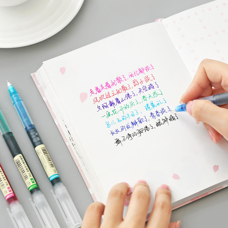 JIANWU 7 buc/set pix cu gel lichid, drept, colorat, font artistic, stilou neutru creativ, rechizite de birou pentru școala de afaceri