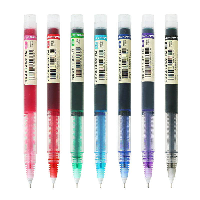 JIANWU 7 buc/set pix cu gel lichid, drept, colorat, font artistic, stilou neutru creativ, rechizite de birou pentru școala de afaceri
