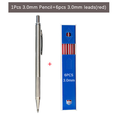 3,0 mm 2,0 mm metalo meno eskizų mechaniniai pieštukai su pilkai raudonais 2B laidais Inžinerinis piešinys, kūrimas, automatinis pieštukas, raštinės reikmenys