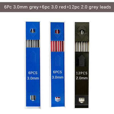 3,0 mm 2,0 mm metalo meno eskizų mechaniniai pieštukai su pilkai raudonais 2B laidais Inžinerinis piešinys, kūrimas, automatinis pieštukas, raštinės reikmenys