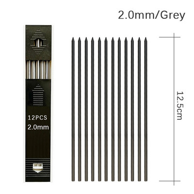 3,0 mm 2,0 mm metalo meno eskizų mechaniniai pieštukai su pilkai raudonais 2B laidais Inžinerinis piešinys, kūrimas, automatinis pieštukas, raštinės reikmenys