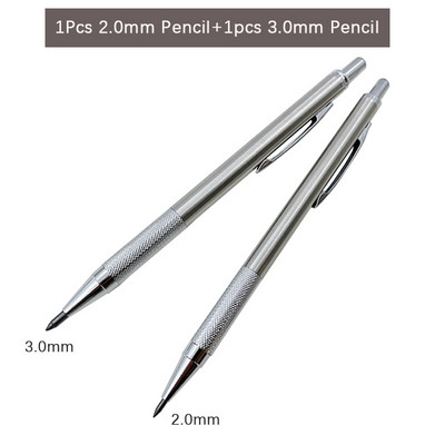 3,0 mm 2,0 mm metalo meno eskizų mechaniniai pieštukai su pilkai raudonais 2B laidais Inžinerinis piešinys, kūrimas, automatinis pieštukas, raštinės reikmenys