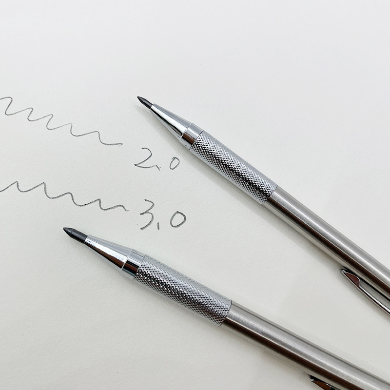 3,0 mm 2,0 mm metalo meno eskizų mechaniniai pieštukai su pilkai raudonais 2B laidais Inžinerinis piešinys, kūrimas, automatinis pieštukas, raštinės reikmenys