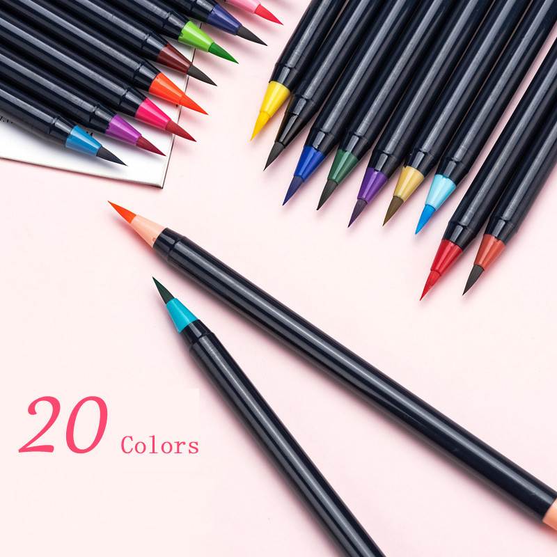 20 Χρώματα Μελάνι Απαλό Πέννα Καλλιγραφίας Σχέδιο Πέννα Ακουαρέλα Πινέλο Ζωγραφική Μαρκαδόροι Γράμματα Τέχνης Σχολικά Είδη Γραφείου