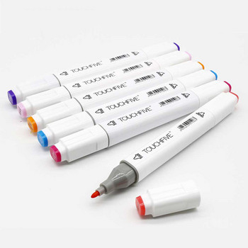 24 цвята Комплект маркери за изкуство с двойна глава за рисуване Скициране Маркери на маслена основа Студентски деца Графити Манга Консумативи Канцеларски материали
