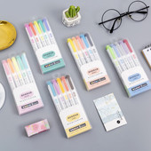 Set od 5 komada pastelnih markera, fluorescentne olovke za označavanje s dvostrukom glavom, umjetnički markeri, školski pribor