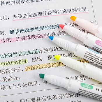 5 PCS Комплект пастелни маркери Флуоресцентни маркери с двойна глава Маркери за изкуство Училищни канцеларски материали