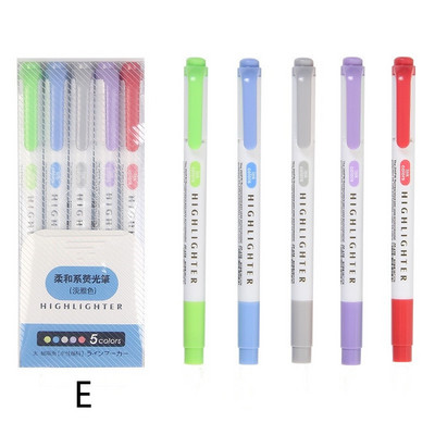 Set od 5 komada pastelnih markera, fluorescentne olovke za označavanje s dvostrukom glavom, umjetnički markeri, školski pribor