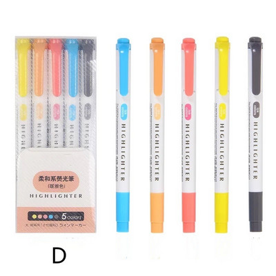 Set od 5 komada pastelnih markera, fluorescentne olovke za označavanje s dvostrukom glavom, umjetnički markeri, školski pribor