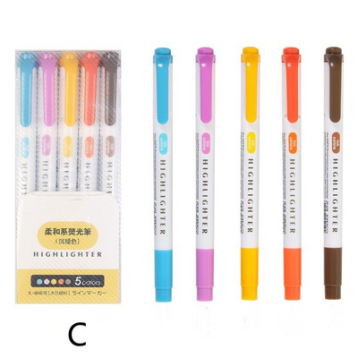 Set od 5 komada pastelnih markera, fluorescentne olovke za označavanje s dvostrukom glavom, umjetnički markeri, školski pribor