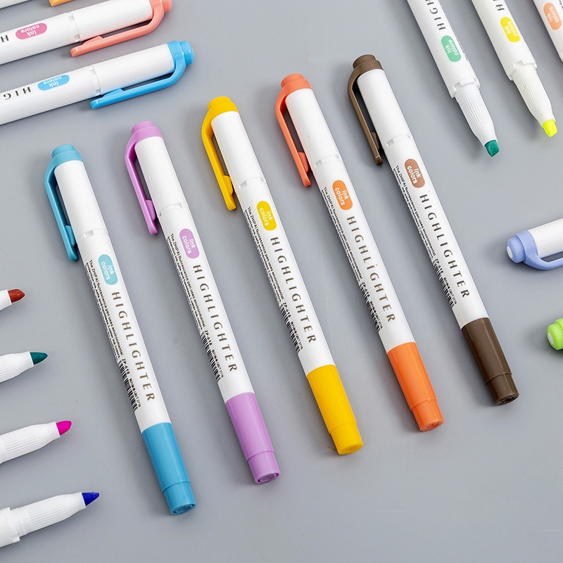 Set od 5 komada pastelnih markera, fluorescentne olovke za označavanje s dvostrukom glavom, umjetnički markeri, školski pribor