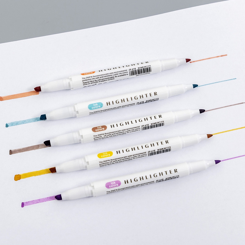 Set od 5 komada pastelnih markera, fluorescentne olovke za označavanje s dvostrukom glavom, umjetnički markeri, školski pribor