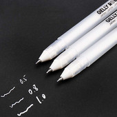 3PCS Гелова химикалка Бял цвят 0,5 mm 0,8 mm 1,0 mm High Light Marke Pen Черен картон Художествена писалка за рисуване White Line Pen Ученически пособия
