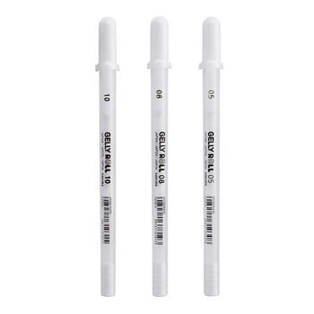 3PCS Gel στυλό λευκό χρώμα 0,5mm 0,8mm 1,0mm High Light Marke Pen Μαύρο χαρτόνι Τέχνης Πένα Ζωγραφικής Λευκό Στυλό Γραμμή Μαθητικά Προμήθειες