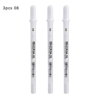 3PCS Гелова химикалка Бял цвят 0,5 mm 0,8 mm 1,0 mm High Light Marke Pen Черен картон Художествена писалка за рисуване White Line Pen Ученически пособия