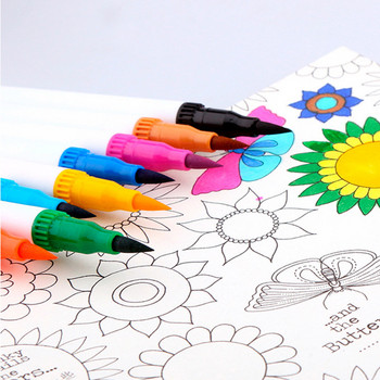 [12 τμχ/Σετ] Χρωματιστά στυλό Μαρκαδόροι διπλής κεφαλής Πινέλο ζωγραφικής Στυλό με γάντζο σχεδίασης Προμήθειες σχολείου τέχνης Χαρτικά