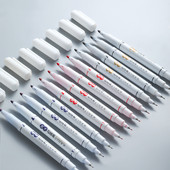 6 buc./set Marker de artă, rezistent la apă, permanent, vârf dublu, 0,5/1,0 mm, penit, negru, albastru, roșu, pixuri, pixuri, pixuri, pentru studenți, școală, birou, papetărie