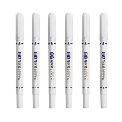 6 buc./set Marker de artă, rezistent la apă, permanent, vârf dublu, 0,5/1,0 mm, penit, negru, albastru, roșu, pixuri, pixuri, pixuri, pentru studenți, școală, birou, papetărie