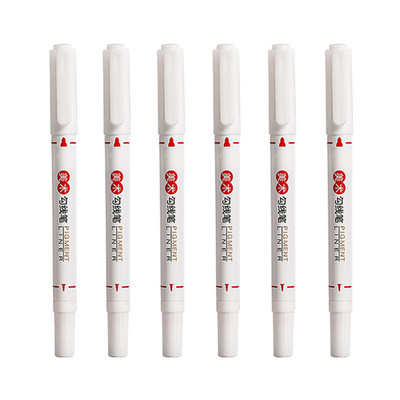 6 buc./set Marker de artă, rezistent la apă, permanent, vârf dublu, 0,5/1,0 mm, penit, negru, albastru, roșu, pixuri, pixuri, pixuri, pentru studenți, școală, birou, papetărie