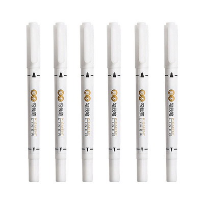 6 buc./set Marker de artă, rezistent la apă, permanent, vârf dublu, 0,5/1,0 mm, penit, negru, albastru, roșu, pixuri, pixuri, pixuri, pentru studenți, școală, birou, papetărie