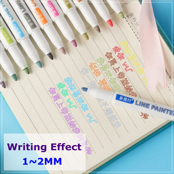 8 χρώματα Double Lines Contour Art Pens Μαρκαδόροι Pen Out Line Pen Highlighter Scrapbooking Bullet diary Graffiti Κάρτα αφίσας
