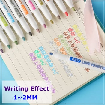 8 цвята Двойни линии Контурни арт химикалки Маркери Pen Out Line Pen Highlighter Scrapbooking Bullet diary Graffiti Poster card