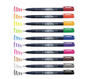 Tombow Brush Pens Scriptliner Water-based Pigment Ink Calligraphy Lettering Brush Μαρκαδόροι Μαρκαδόροι Fudenosuke Pens Japan