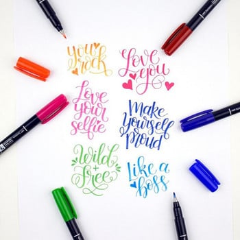 Tombow Brush Pens Scriptliner Water-based Pigment Ink Calligraphy Lettering Brush Μαρκαδόροι Μαρκαδόροι Fudenosuke Pens Japan