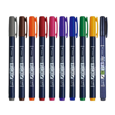 Tombow Brush Pens Scriptliner Пигментно мастило на водна основа Калиграфски надписи Brush Marker Pens Маркери Fudenosuke Pens Japan