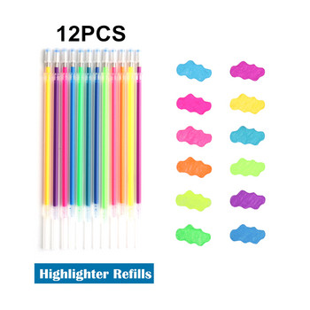 12/24/36/48 Colors Flash Gel Pen Highlight Cute Candy Color Full Shinning Refill For Children Painting Graffiti Art Supply