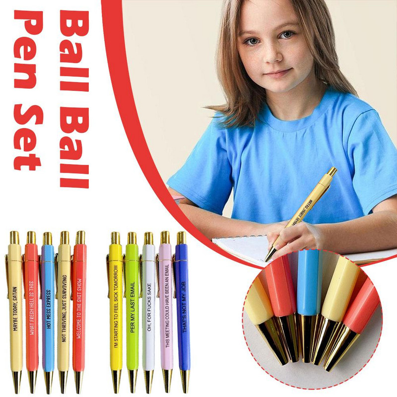 5 komada smiješnih kemijskih olovaka Šarene olovke s citatima za žalbe za studente Poklon uredski pribor Višenamjenska olovka s potpisom