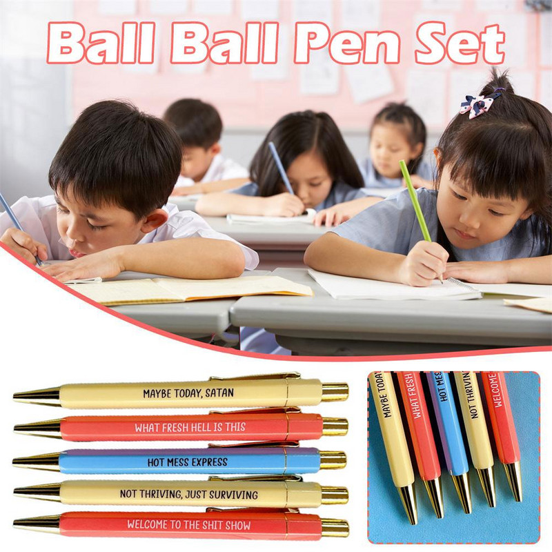 5 komada smiješnih kemijskih olovaka Šarene olovke s citatima za žalbe za studente Poklon uredski pribor Višenamjenska olovka s potpisom