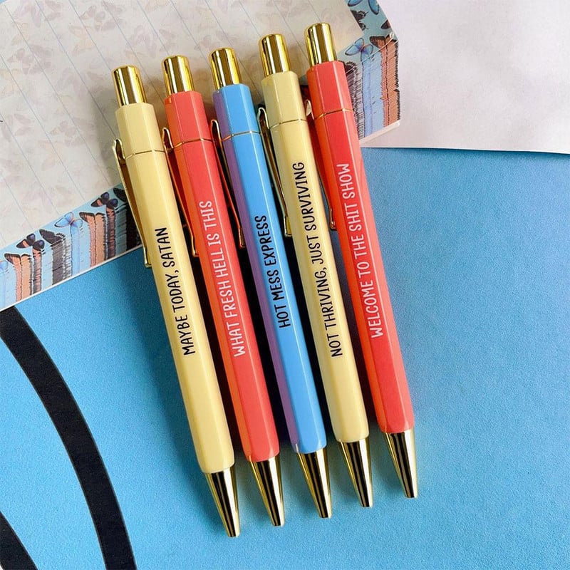 5 komada smiješnih kemijskih olovaka Šarene olovke s citatima za žalbe za studente Poklon uredski pribor Višenamjenska olovka s potpisom