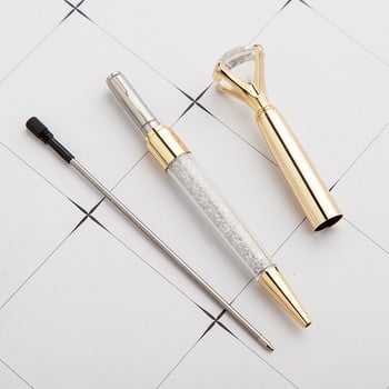 Στυλό Crystal Diamond 1+2 τεμάχια/σετ Creative Gift Pen Metal Ballpoint Pen Get 2 Ink Wholesale Custom Logo Holiday Gift Gift Letter name