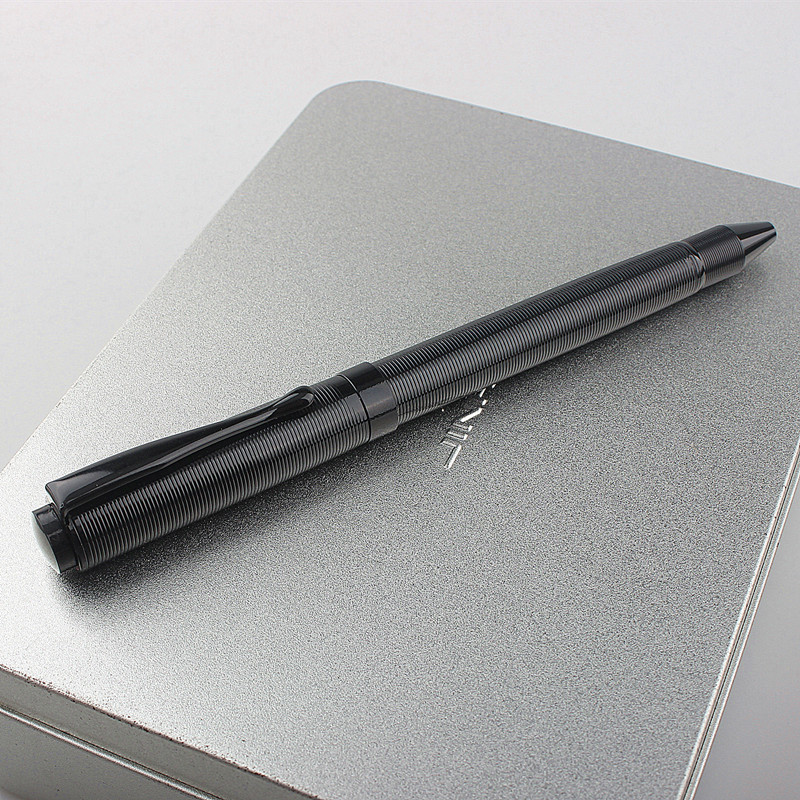 Комплект метална химикалка с пълнители за училищен офис Черен материал Въртящи се канцеларски принадлежности Химикалки