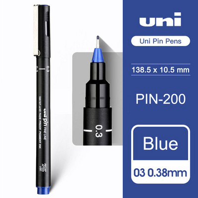 1kom UNI Needle Pen Pen Pen-200 Vodootporna studentska crtaća crtaća crna olovka za crtanje.