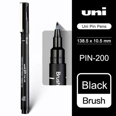 1kom UNI Needle Pen Pen Pen-200 Vodootporna studentska crtaća crtaća crna olovka za crtanje.