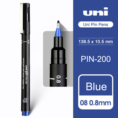 1kom UNI Needle Pen Pen Pen-200 Vodootporna studentska crtaća crtaća crna olovka za crtanje.