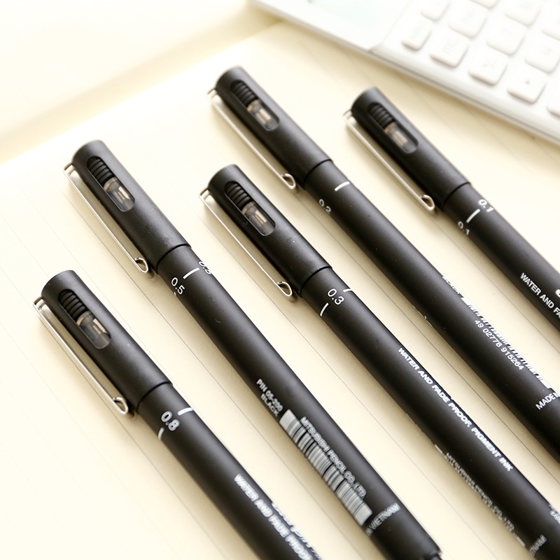 1kom UNI Needle Pen Pen Pen-200 Vodootporna studentska crtaća crtaća crna olovka za crtanje.