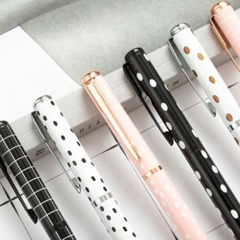 1 Pieces Stripe Dot Luxury Roller Ballpoint Pen Metal Rollerball Γραφική ύλη Σχολικά προμήθειες Γραφείου στυλό υψηλής ποιότητας