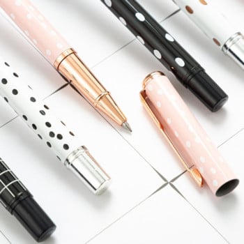 1 Pieces Stripe Dot Luxury Roller Ballpoint Pen Metal Rollerball Γραφική ύλη Σχολικά προμήθειες Γραφείου στυλό υψηλής ποιότητας