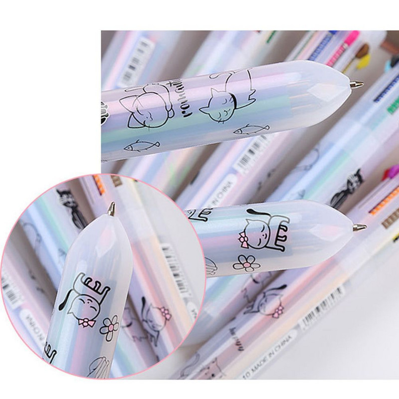 Kemijska olovka u 10 boja sa crtanim šljokicama Zec Mačka Kawaii Roler olovka Uredski školski pribor Poklon