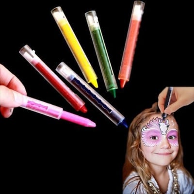 6 tk Värviline keha näo meik maalimine pliiats lastele DIY akvarellpliiats Halloweeni pidu DIY joonistus värvipliiats lastele Kunst