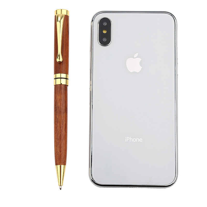 1 vnt. Prabangių naujų metalinių medinių pasukamų tušinukų mados verslo biuro rašikliai su 1 mm ženkleliais rašymui