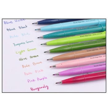 PENTEL TOUCH Brush Sign Pen SES15C Fine Tip Caligraphy Pen Writing Journal Четка Надписи Рисуване Графити Японски канцеларски материали