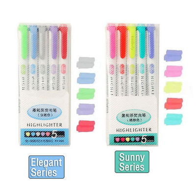 5/10 Krāsas Divgalvu marķieri Pildspalvas mākslas marķieri Kawaii japāņu mīksto krāsu fluorescējošās pildspalvas Skolas un biroja kancelejas preces