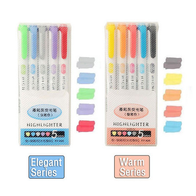 5/10 Krāsas Divgalvu marķieri Pildspalvas mākslas marķieri Kawaii japāņu mīksto krāsu fluorescējošās pildspalvas Skolas un biroja kancelejas preces